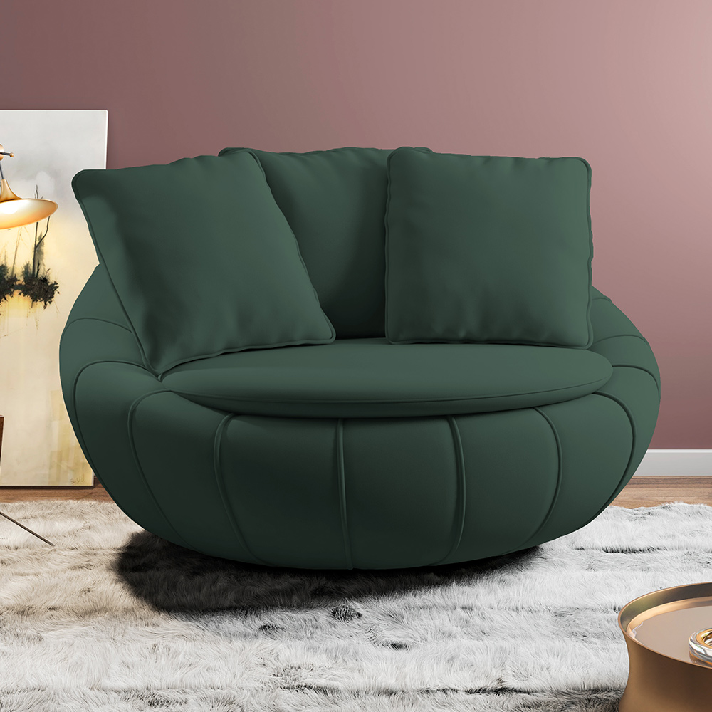 Kit 02 Poltronas Para Sala De Estar Decorativa Giratória Kira M03 Veludo Verde - Lyam Decor