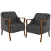 Kit 02 Poltronas Para Sala De Estar Decorativas Base Fixa Coral M03 Linho Chumbo - Lyam Decor