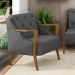 Kit 02 Poltronas Para Sala De Estar Decorativas Base Fixa Coral M03 Linho Chumbo - Lyam Decor