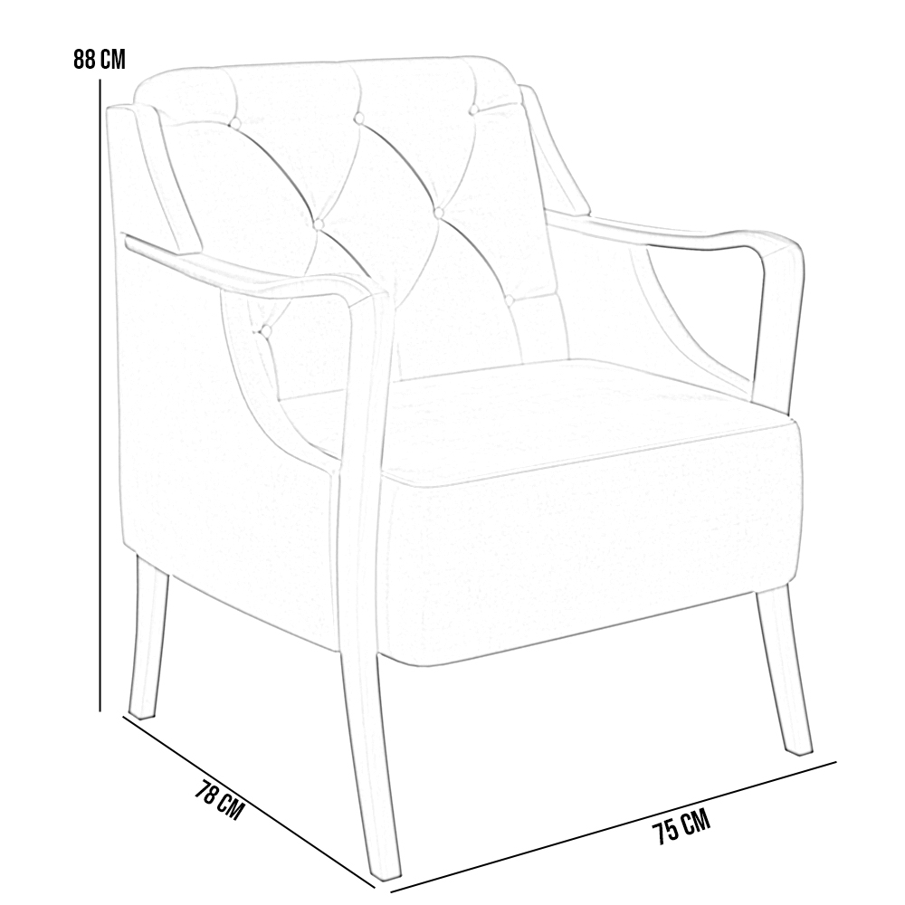 Kit 02 Poltronas Para Sala De Estar Decorativas Base Fixa Coral M03 Linho Chumbo - Lyam Decor