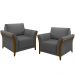 Kit 02 Poltronas Para Sala De Estar Decorativas Base Fixa Stefan M03 Linho Chumbo - Lyam Decor