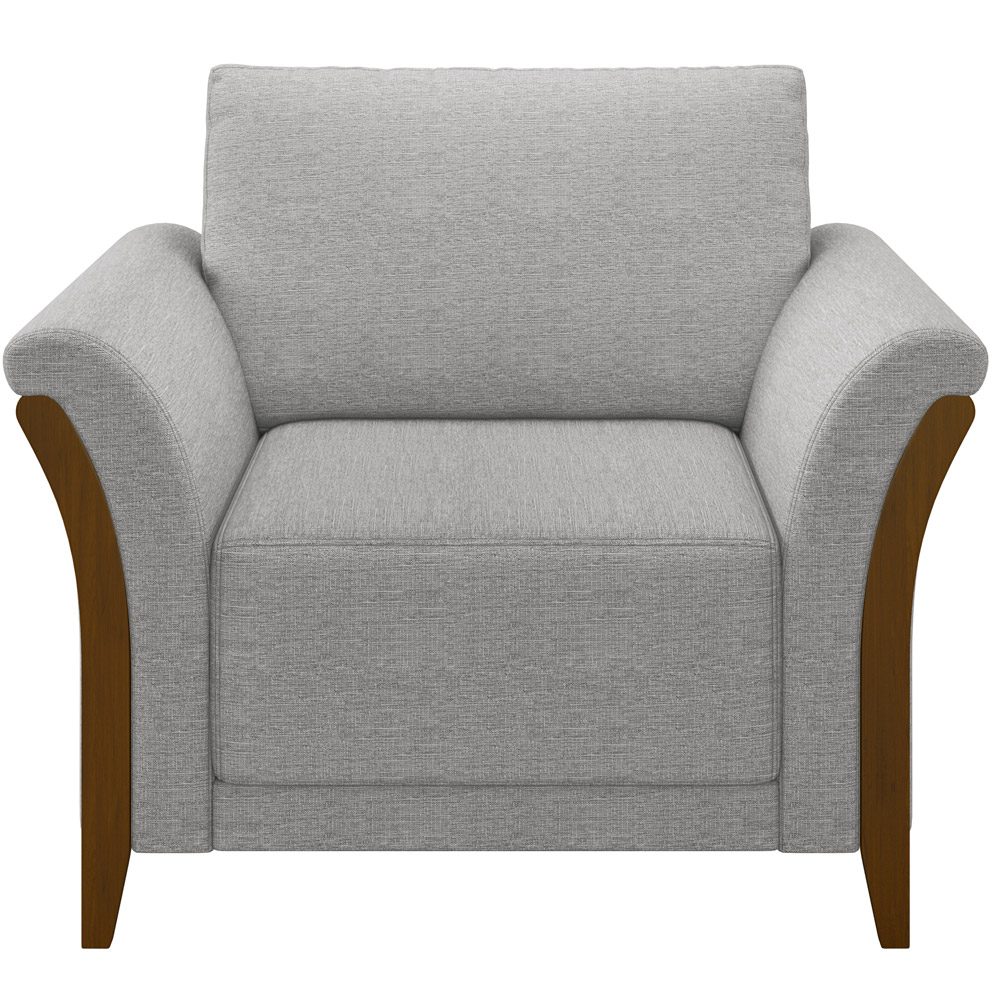 Kit 02 Poltronas Para Sala De Estar Decorativas Base Fixa Stefan M03 Linho Cinza - Lyam Decor