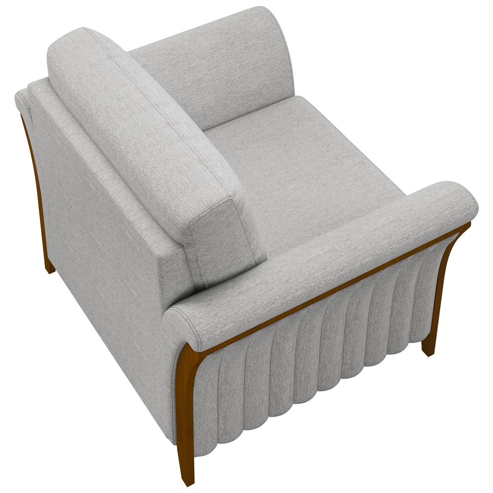 Kit 02 Poltronas Para Sala De Estar Decorativas Base Fixa Stefan M03 Linho Cinza - Lyam Decor