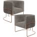 Kit 02 Poltronas Para Sala De Estar Fixa Base Aço New Cobre Betina D02 Bouclê Bege - Lyam Decor
