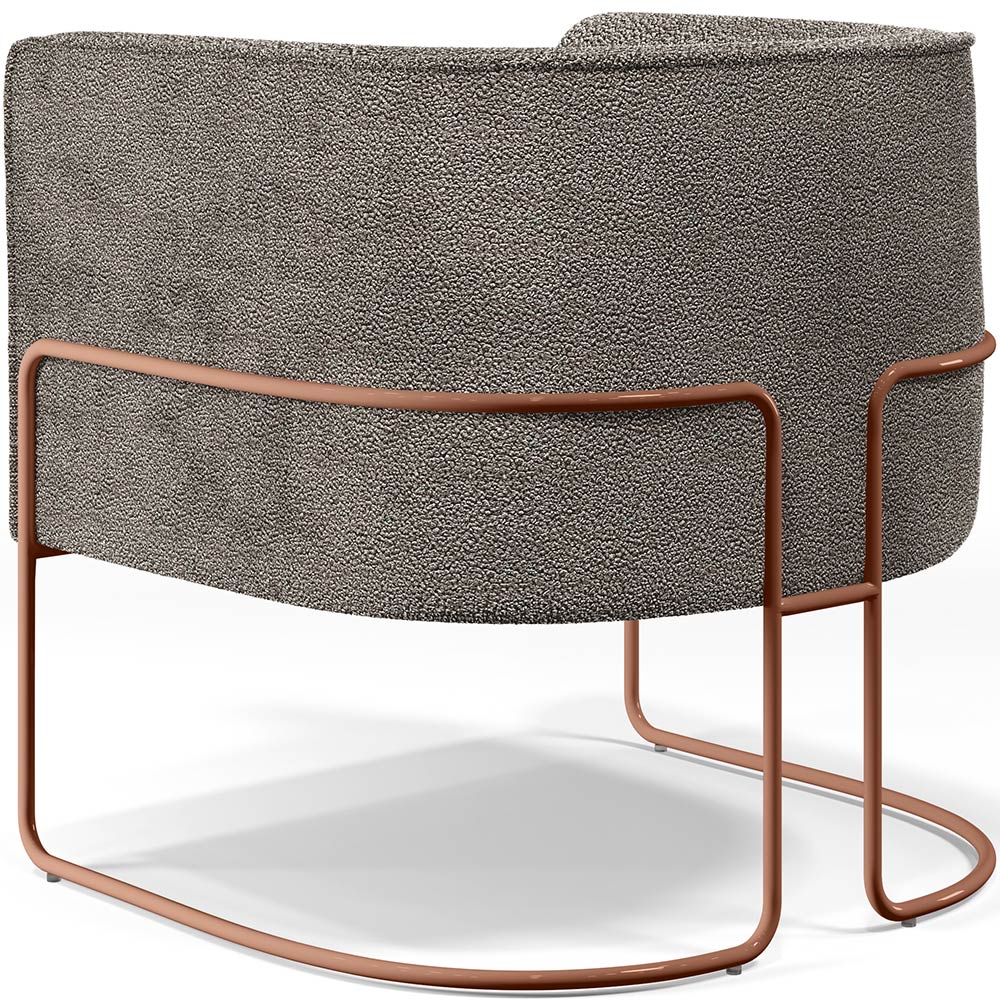 Kit 02 Poltronas Para Sala De Estar Fixa Base Aço New Cobre Betina D02 Bouclê Bege - Lyam Decor
