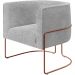 Kit 02 Poltronas Para Sala De Estar Fixa Base Aço New Cobre Betina D02 Bouclê Cinza - Lyam Decor