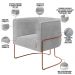 Kit 02 Poltronas Para Sala De Estar Fixa Base Aço New Cobre Betina D02 Bouclê Cinza - Lyam Decor