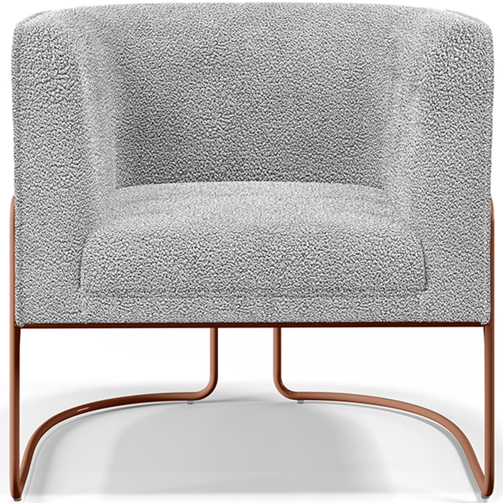 Kit 02 Poltronas Para Sala De Estar Fixa Base Aço New Cobre Betina D02 Bouclê Cinza - Lyam Decor