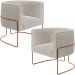 Kit 02 Poltronas Para Sala De Estar Fixa Base Aço New Cobre Betina D02 Bouclê Creme - Lyam Decor