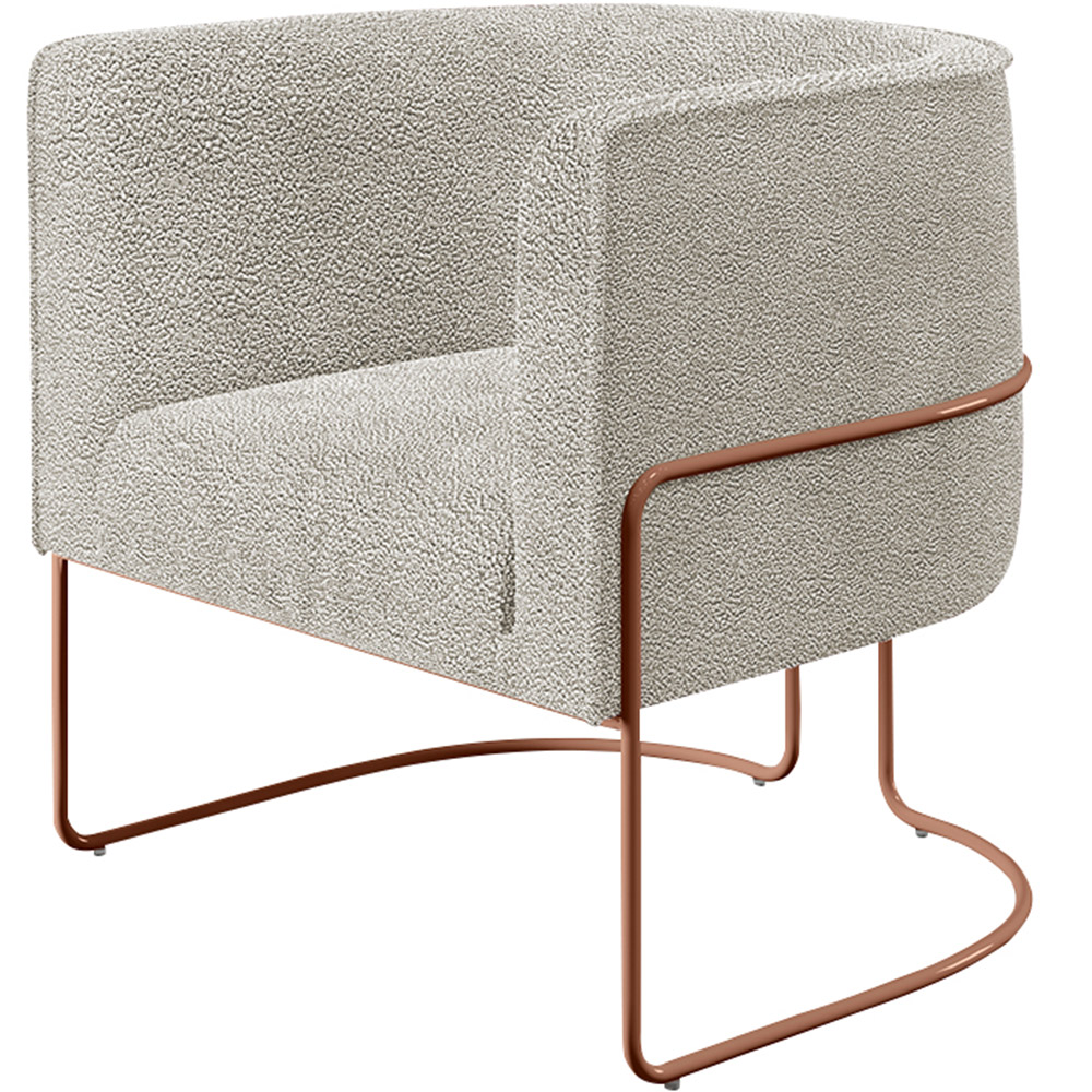 Kit 02 Poltronas Para Sala De Estar Fixa Base Aço New Cobre Betina D02 Bouclê Creme - Lyam Decor