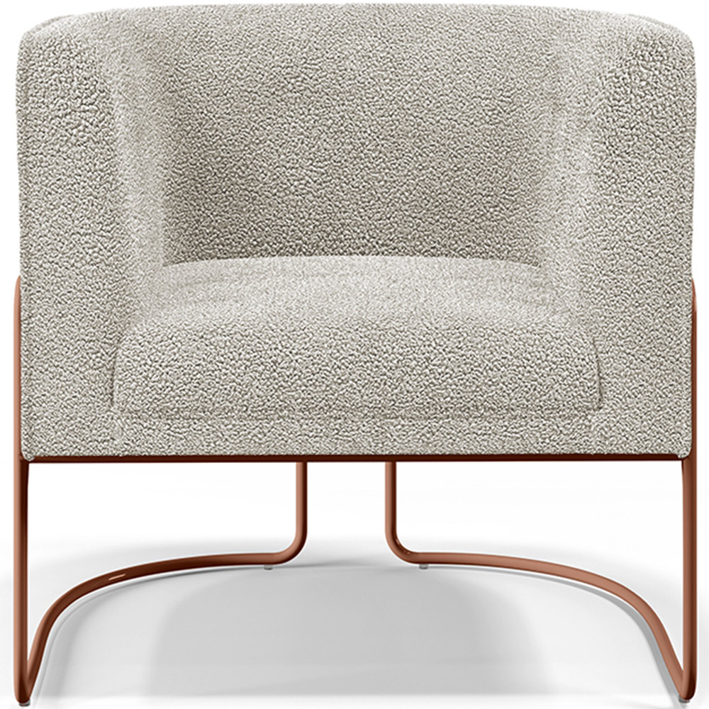 Kit 02 Poltronas Para Sala De Estar Fixa Base Aço New Cobre Betina D02 Bouclê Creme - Lyam Decor