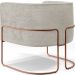 Kit 02 Poltronas Para Sala De Estar Fixa Base Aço New Cobre Betina D02 Bouclê Creme - Lyam Decor