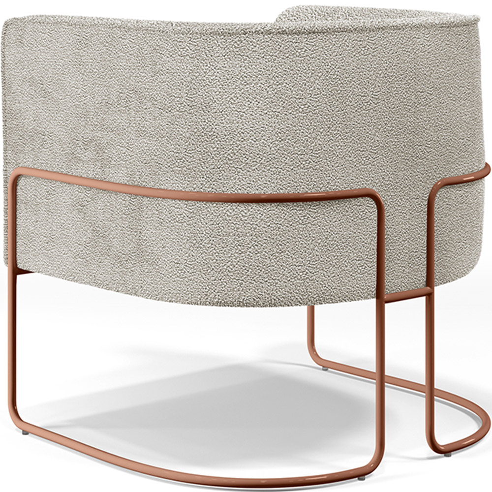 Kit 02 Poltronas Para Sala De Estar Fixa Base Aço New Cobre Betina D02 Bouclê Creme - Lyam Decor