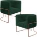 Kit 02 Poltronas Para Sala De Estar Fixa Base Aço New Cobre Betina D02 Bouclê Verde - Lyam Decor