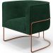 Kit 02 Poltronas Para Sala De Estar Fixa Base Aço New Cobre Betina D02 Bouclê Verde - Lyam Decor