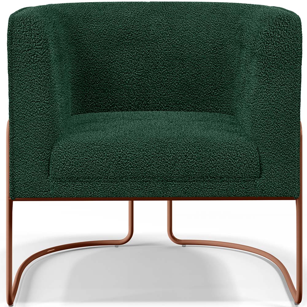 Kit 02 Poltronas Para Sala De Estar Fixa Base Aço New Cobre Betina D02 Bouclê Verde - Lyam Decor