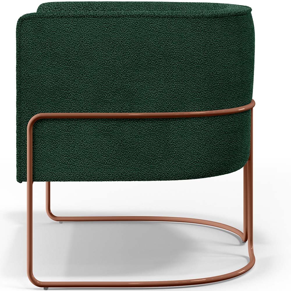 Kit 02 Poltronas Para Sala De Estar Fixa Base Aço New Cobre Betina D02 Bouclê Verde - Lyam Decor