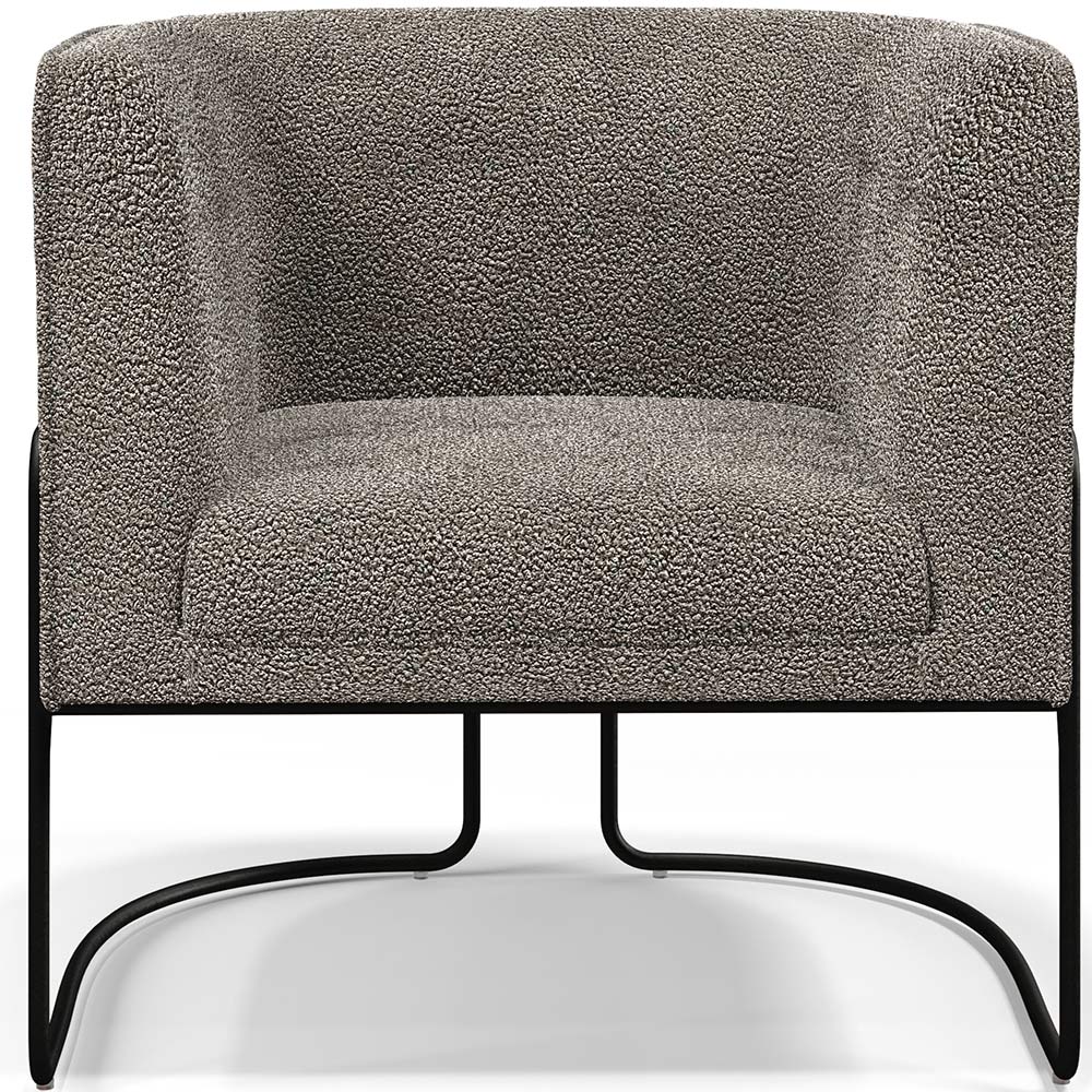 Kit 02 Poltronas Para Sala De Estar Fixa Base Aço Preto Betina D02 Bouclê Bege - Lyam Decor