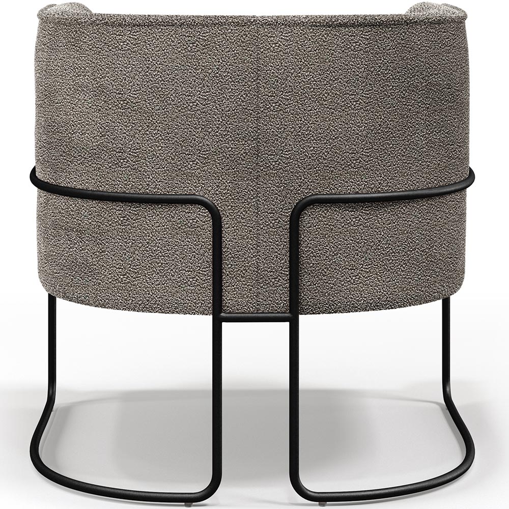 Kit 02 Poltronas Para Sala De Estar Fixa Base Aço Preto Betina D02 Bouclê Bege - Lyam Decor