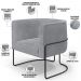 Kit 02 Poltronas Para Sala De Estar Fixa Base Aço Preto Betina D02 Bouclê Cinza - Lyam Decor