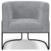 Kit 02 Poltronas Para Sala De Estar Fixa Base Aço Preto Betina D02 Bouclê Cinza - Lyam Decor