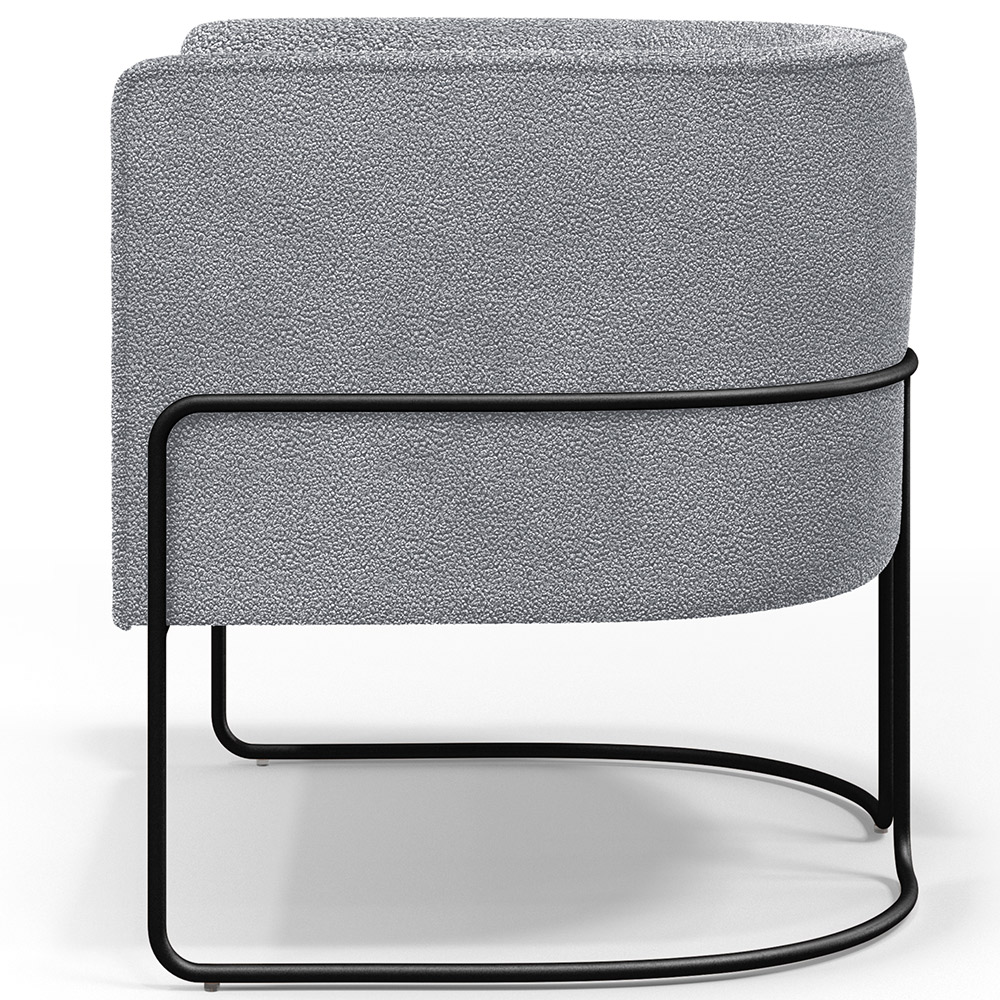 Kit 02 Poltronas Para Sala De Estar Fixa Base Aço Preto Betina D02 Bouclê Cinza - Lyam Decor