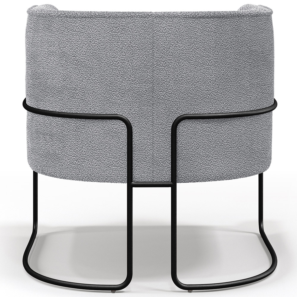 Kit 02 Poltronas Para Sala De Estar Fixa Base Aço Preto Betina D02 Bouclê Cinza - Lyam Decor