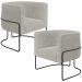 Kit 02 Poltronas Para Sala De Estar Fixa Base Aço Preto Betina D02 Bouclê Creme - Lyam Decor