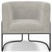 Kit 02 Poltronas Para Sala De Estar Fixa Base Aço Preto Betina D02 Bouclê Creme - Lyam Decor