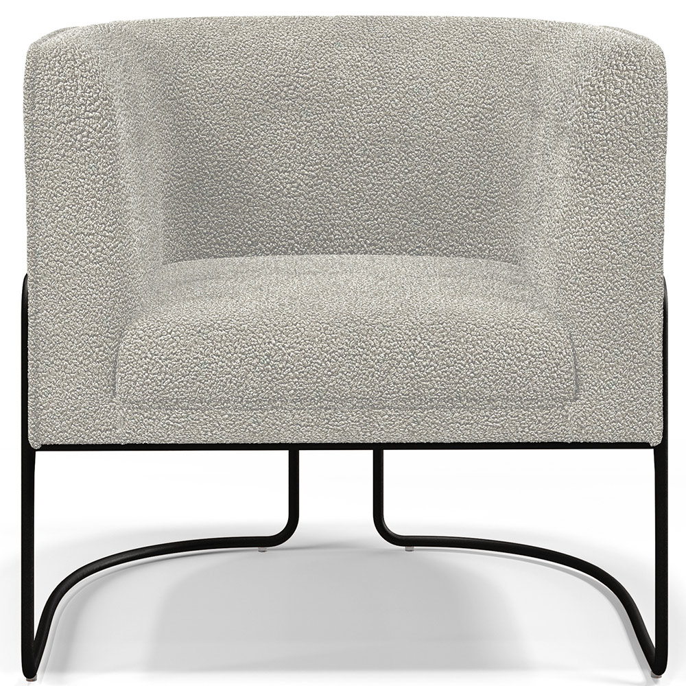 Kit 02 Poltronas Para Sala De Estar Fixa Base Aço Preto Betina D02 Bouclê Creme - Lyam Decor
