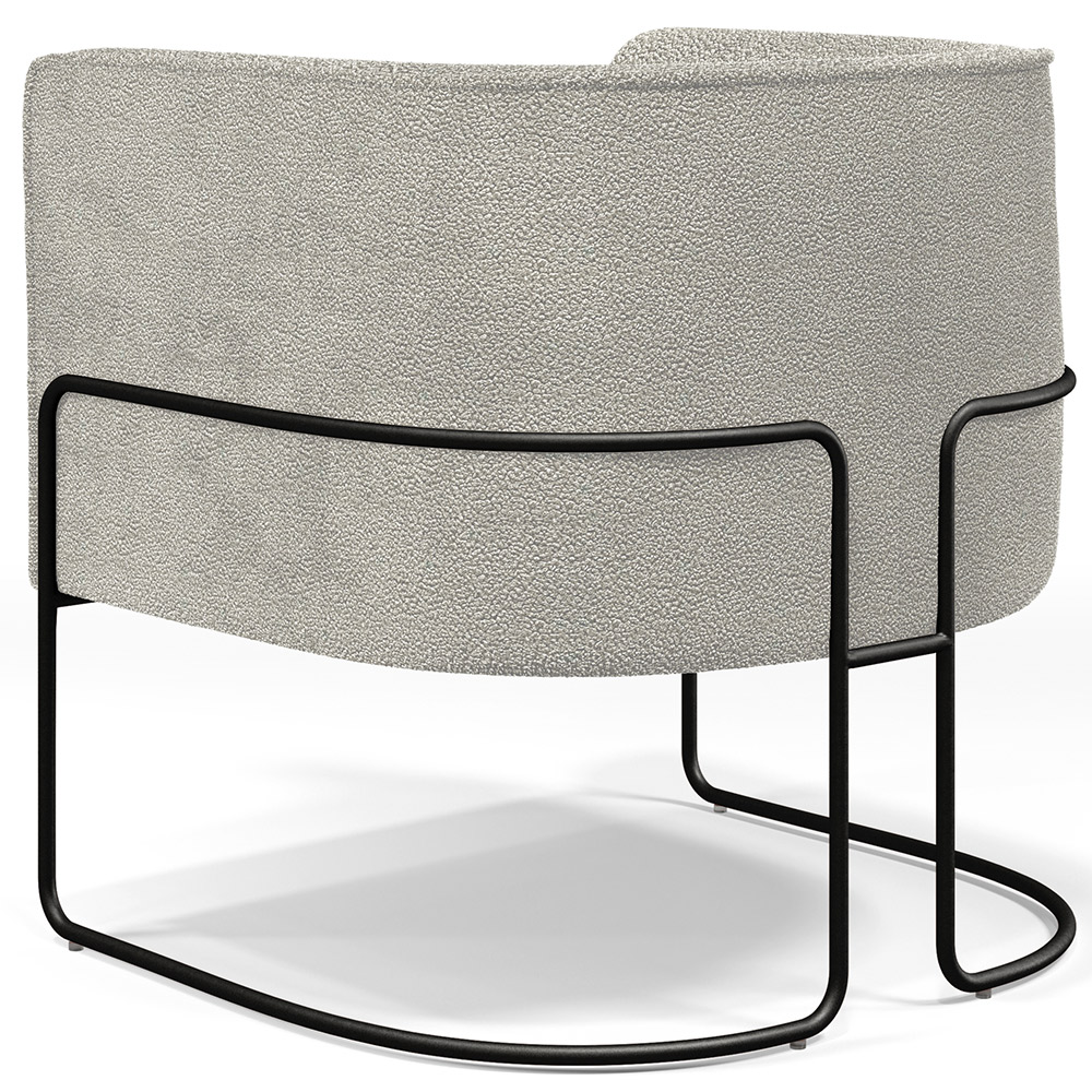 Kit 02 Poltronas Para Sala De Estar Fixa Base Aço Preto Betina D02 Bouclê Creme - Lyam Decor