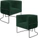 Kit 02 Poltronas Para Sala De Estar Fixa Base Aço Preto Betina D02 Bouclê Verde - Lyam Decor