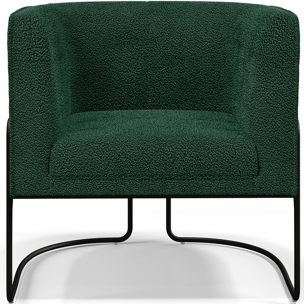 Kit 02 Poltronas Para Sala De Estar Fixa Base Aço Preto Betina D02 Bouclê Verde - Lyam Decor
