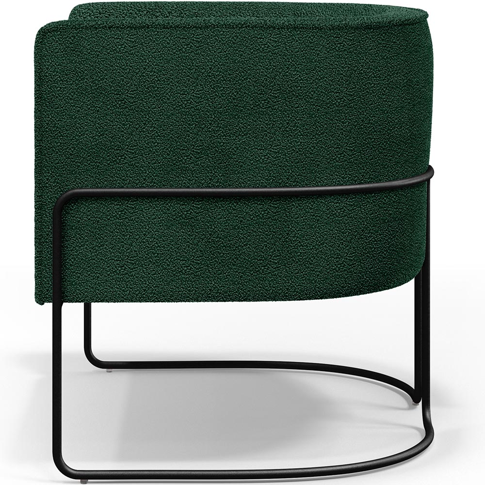 Kit 02 Poltronas Para Sala De Estar Fixa Base Aço Preto Betina D02 Bouclê Verde - Lyam Decor