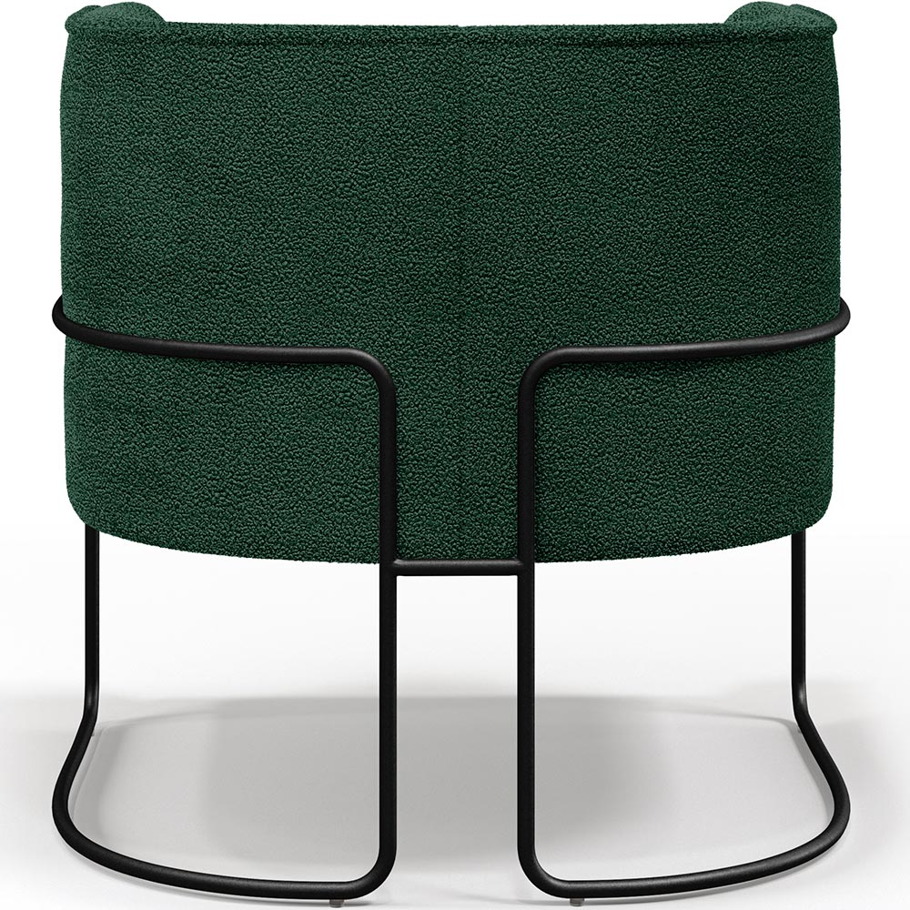 Kit 02 Poltronas Para Sala De Estar Fixa Base Aço Preto Betina D02 Bouclê Verde - Lyam Decor