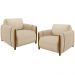 Kit 02 Poltronas Para Sala De Estar Pés De Madeira Base Fixa Flora M03 Linho Bege - Lyam Decor