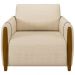 Kit 02 Poltronas Para Sala De Estar Pés De Madeira Base Fixa Flora M03 Linho Bege - Lyam Decor