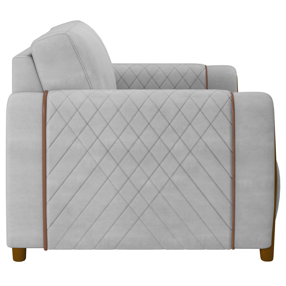 Kit 02 Poltronas Para Sala De Estar Pés De Madeira Base Fixa Flora M03 Veludo Cinza - Lyam Decor