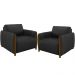 Kit 02 Poltronas Para Sala De Estar Pés De Madeira Fixa Flora M03 Couríssimo Preto - Lyam Decor
