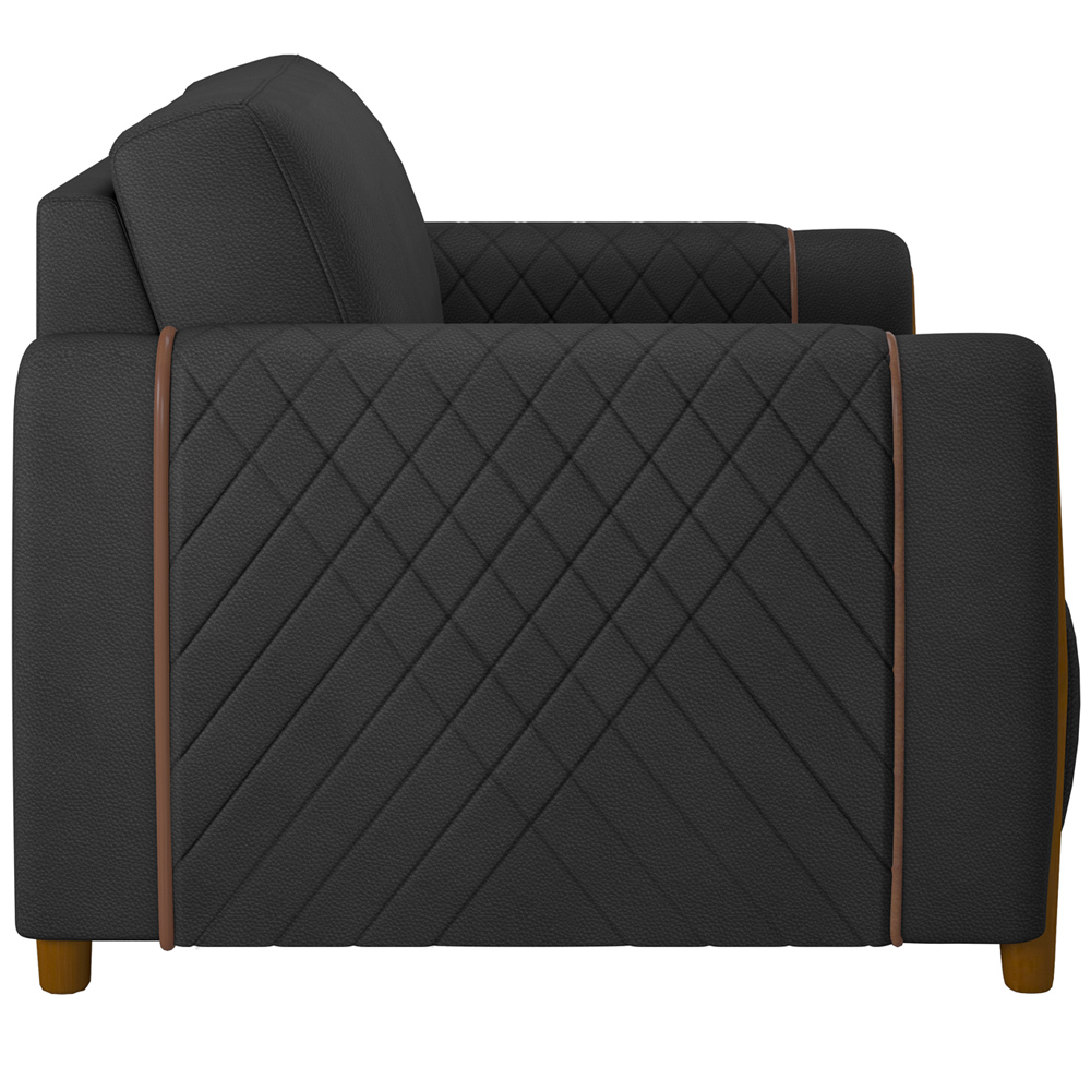 Kit 02 Poltronas Para Sala De Estar Pés De Madeira Fixa Flora M03 Couríssimo Preto - Lyam Decor