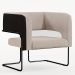Kit 02 Poltronas Scarlett D02 Base Aço Preto Corano Preto C-05 Linho Bege C-107 - Lyam Decor