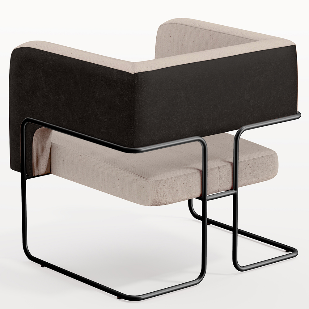 Kit 02 Poltronas Scarlett D02 Base Aço Preto Corano Preto C-05 Linho Bege C-107 - Lyam Decor
