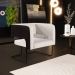 Kit 02 Poltronas Scarlett D02 Base Aço Preto Corano Preto C-05 Linho Cru C-443 - Lyam Decor
