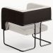 Kit 02 Poltronas Scarlett D02 Base Aço Preto Corano Preto C-05 Linho Cru C-443 - Lyam Decor