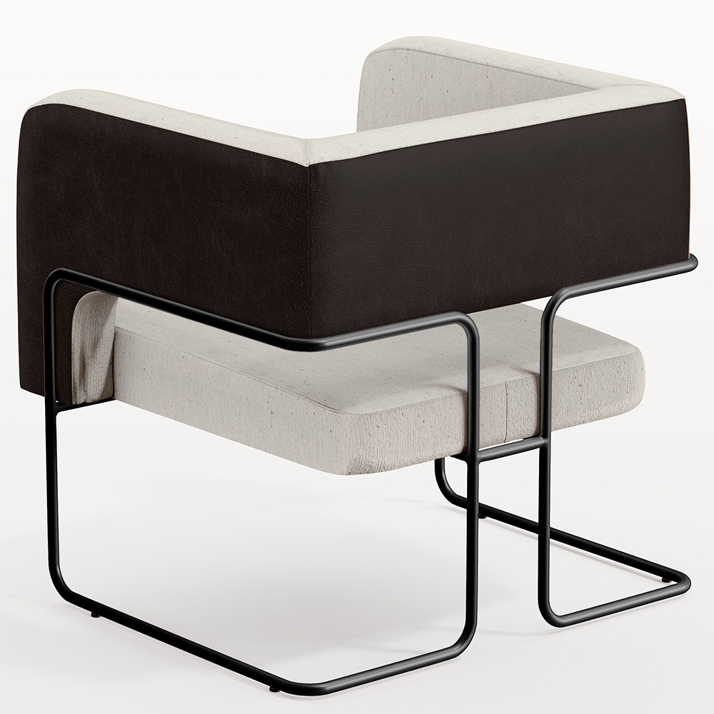 Kit 02 Poltronas Scarlett D02 Base Aço Preto Corano Preto C-05 Linho Cru C-443 - Lyam Decor