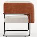 Kit 02 Poltronas Scarlett D02 Base Aço Preto Couríssimo Camel B-14 Linho Cru C-443 - Lyam Decor
