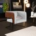 Kit 02 Poltronas Scarlett D02 Base Aço Preto Couríssimo Marrom B-38 Linho Cinza D-315 - Lyam Decor