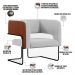 Kit 02 Poltronas Scarlett D02 Base Aço Preto Couríssimo Marrom B-38 Linho Cinza D-315 - Lyam Decor