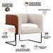 Kit 02 Poltronas Scarlett D02 Base Aço Preto Couríssimo Marrom B-38 Linho Cru C-443 - Lyam Decor