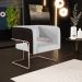 Kit 02 Poltronas Scarlett D02 Base De Aço New Cobre Corano Preto C-05 Linho Cinza D-315 - Lyam Decor